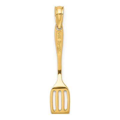 14K Yellow Gold 3D Black Enamel Spatula Charm – view 5