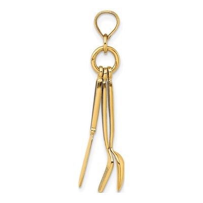 14K Yellow Gold 3D Knife Pendant – view 3