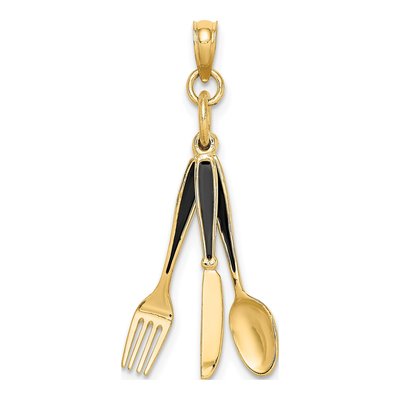 14K Yellow Gold 3D Knife Pendant