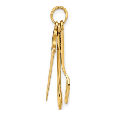 14K Yellow Gold 3D Butcher Knife Spoon Spatula Charm – view 3