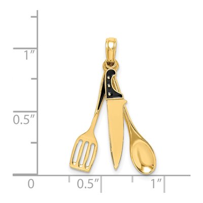 14K Yellow Gold 3D Butcher Knife Spoon Spatula Charm – view 4