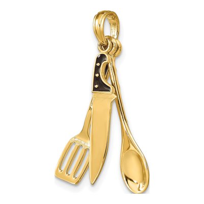 14K Yellow Gold 3D Butcher Knife Spoon Spatula Charm – view 6