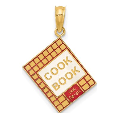 14K Yellow Gold Red Enamel Cook Book Charm – view 5