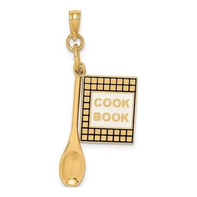14K Yellow Gold Cook Book Spoon Charm