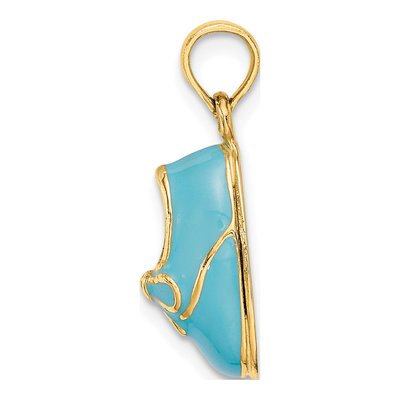 14K Yellow Gold Blue Enamel Baby Shoe Pendant – view 3