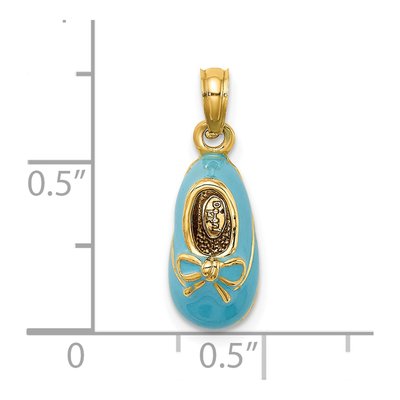 14K Yellow Gold Blue Enamel Baby Shoe Pendant – view 4