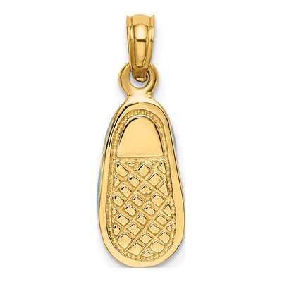 14K Yellow Gold Blue Enamel Baby Shoe Pendant – view 5