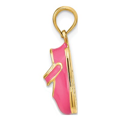 14K Yellow Gold Pink Enamel 3D Baby Shoe Charm – view 3