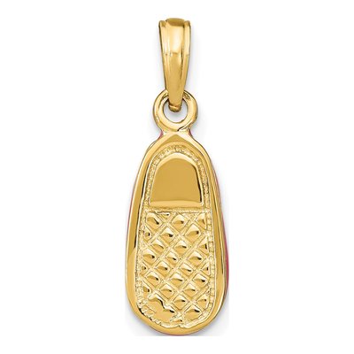 14K Yellow Gold Pink Enamel 3D Baby Shoe Charm – view 5