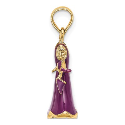 14K Yellow Gold Purple Enamel Dress Dangle Shoe Charm – view 3