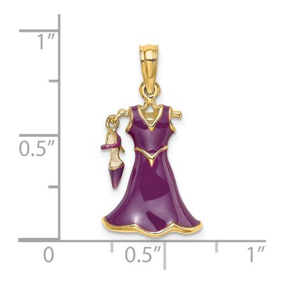 14K Yellow Gold Purple Enamel Dress Dangle Shoe Charm – view 4