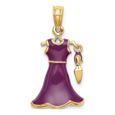 14K Yellow Gold Purple Enamel Dress Dangle Shoe Charm – view 5