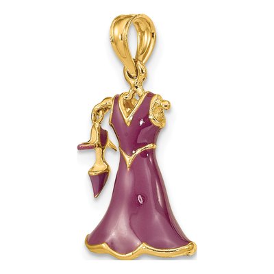 14K Yellow Gold Purple Enamel Dress Dangle Shoe Charm – view 6