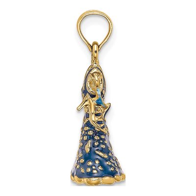 14K Yellow Gold 3D Blue Floral Dress Shoe Charm – view 3