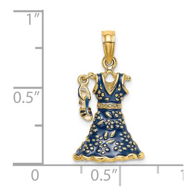 14K Yellow Gold 3D Blue Floral Dress Shoe Charm – view 4