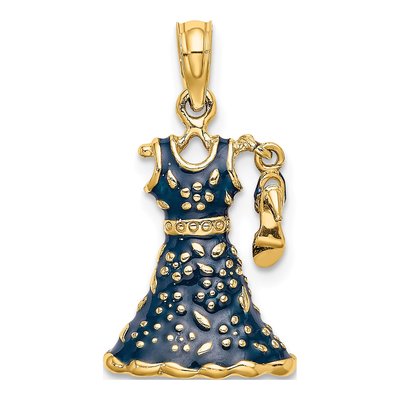 14K Yellow Gold 3D Blue Floral Dress Shoe Charm – view 5