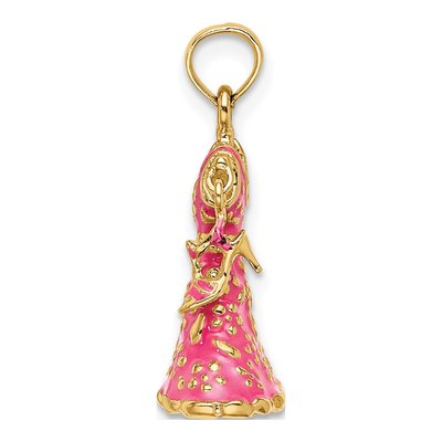 14K Yellow Gold Pink Enamel Dress Shoe Pendant – view 3