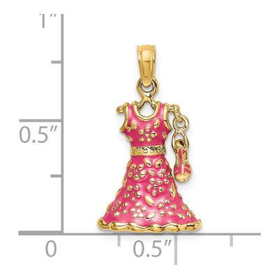 14K Yellow Gold Pink Enamel Dress Shoe Pendant – view 4