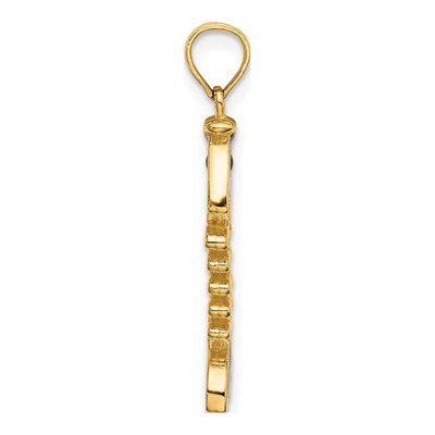 14K Yellow Gold Blue Enamel Fish Bone Pendant – view 3