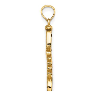 14K Yellow Gold 3D Green Enamel Fish Bone Charm – view 3