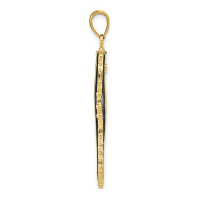 14K Yellow Gold 3D Blue Enamel Seahorse Pendant – view 3