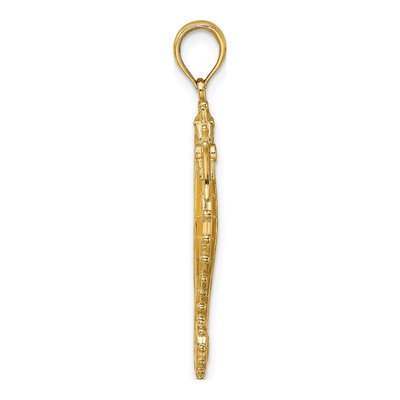 14K Yellow Gold 3D Textured Seahorse Charm – view 3