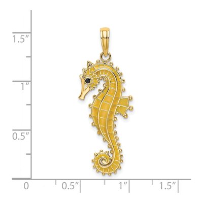 14K Yellow Gold 3D Textured Seahorse Charm – view 4