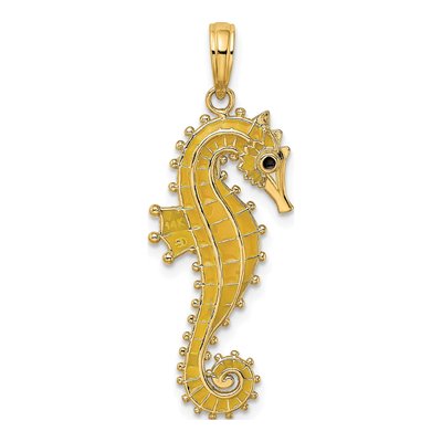 14K Yellow Gold 3D Textured Seahorse Charm – view 5