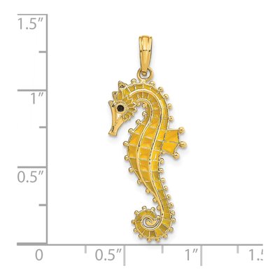 14K Yellow Gold 3-D Enameled Seahorse Charm – view 4
