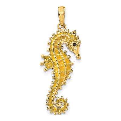 14K Yellow Gold 3-D Enameled Seahorse Charm – view 5