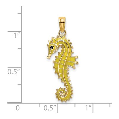 14K Yellow Gold 3D Enameled Seahorse Charm – view 4