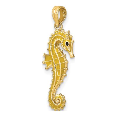 14K Yellow Gold 3D Enameled Seahorse Charm – view 6