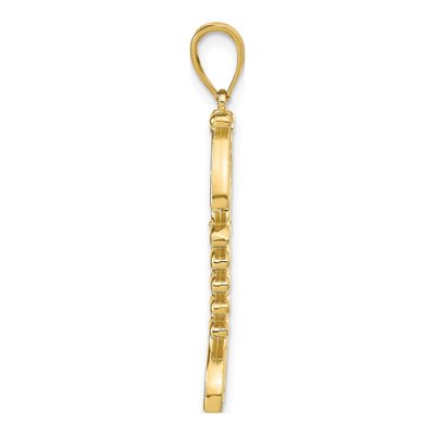 14K Yellow Gold Blue Enamel Fish Bone Pendant – view 3