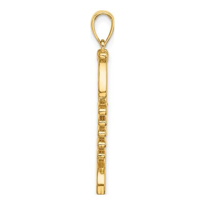 14K Yellow Gold 3D Green Enamel Fish Bone Charm – view 3