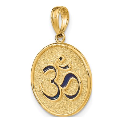 14K Yellow Gold Enameled Om Lotus Pendant – view 4