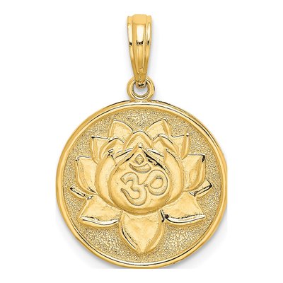 14K Yellow Gold Enameled Om Lotus Pendant – view 5