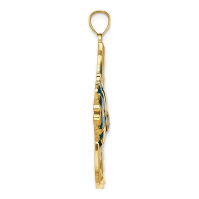 14K Yellow Gold Blue Enamel Angelfish Charm – view 3