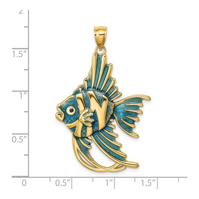 14K Yellow Gold Blue Enamel Angelfish Charm – view 4