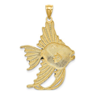 14K Yellow Gold Blue Enamel Angelfish Charm – view 5