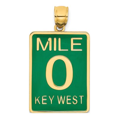 14K Yellow Gold Key West Green Enamel Charm