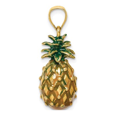 14K Yellow Gold Green Enamel Pineapple Charm – view 3