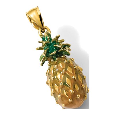 14K Yellow Gold Green Enamel Pineapple Charm – view 6