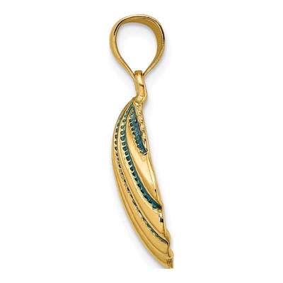 14K Yellow Gold Blue Enamel Scallop Shell Charm – view 3