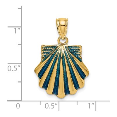 14K Yellow Gold Blue Enamel Scallop Shell Charm – view 4