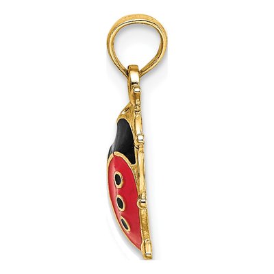 14K Yellow Gold Red Black Enamel Ladybug Charm – view 3