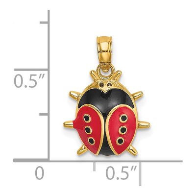 14K Yellow Gold Red Black Enamel Ladybug Charm – view 4