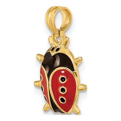 14K Yellow Gold Red Black Enamel Ladybug Charm – view 6