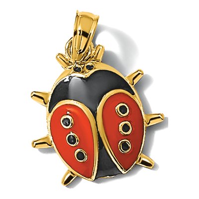 14K Yellow Gold Red Black Enamel Ladybug Charm – view 7