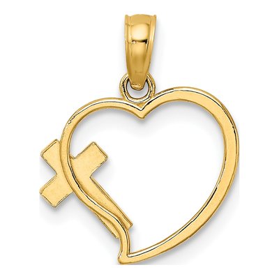 14K Yellow Gold Enamel Cross Heart Charm – view 5