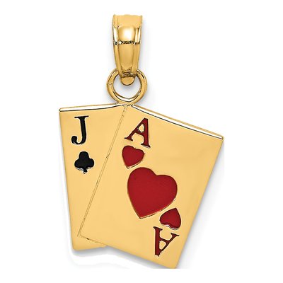 14K Yellow Gold Jack Ace Cards Charm